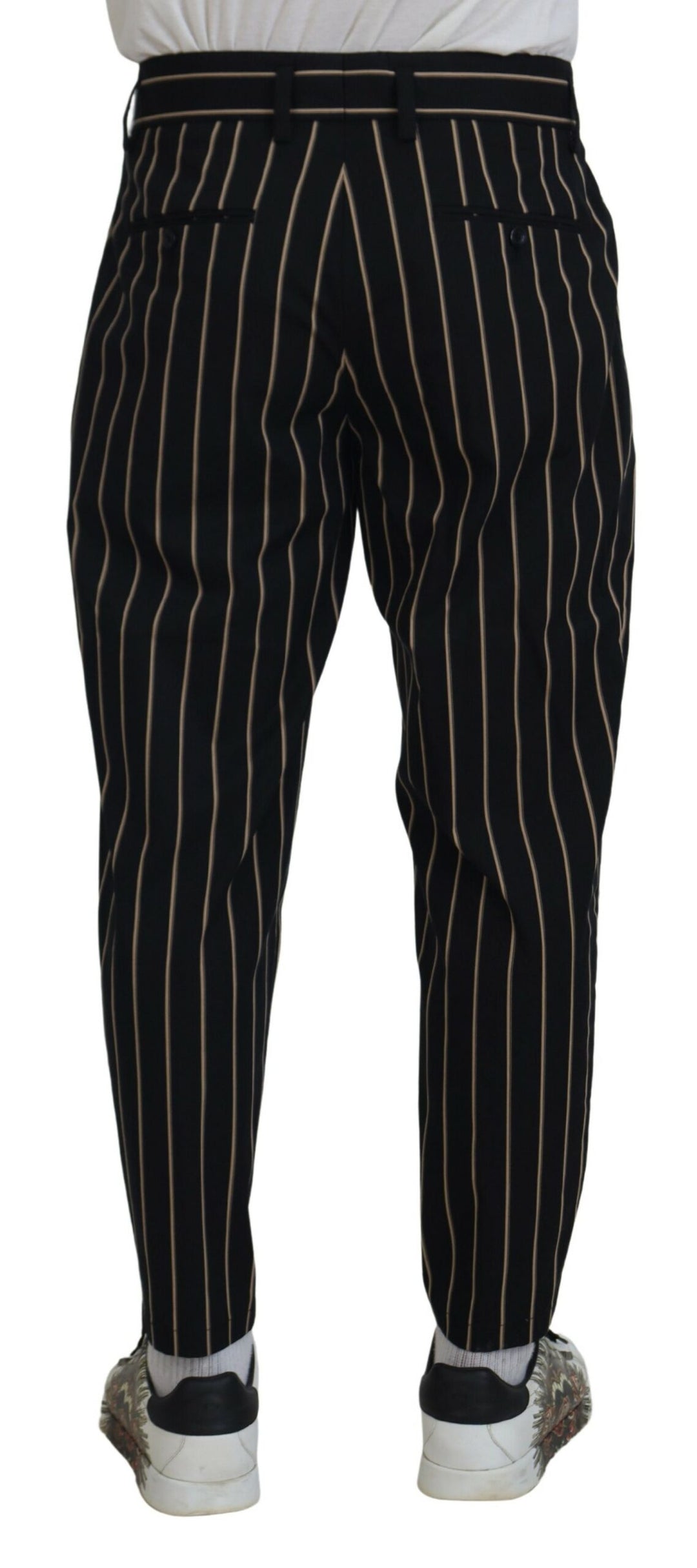 Dolce &amp; Gabbana Sample Sale Dolce &amp; Gabbana Black Beige Striped Cotton Stretch Pants - | Designer outlet