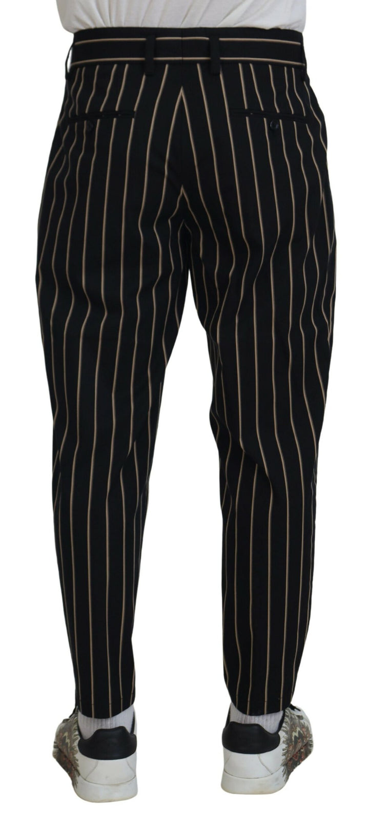 Dolce &amp; Gabbana Sample Sale Dolce &amp; Gabbana Black Beige Striped Cotton Stretch Pants - | Designer outlet