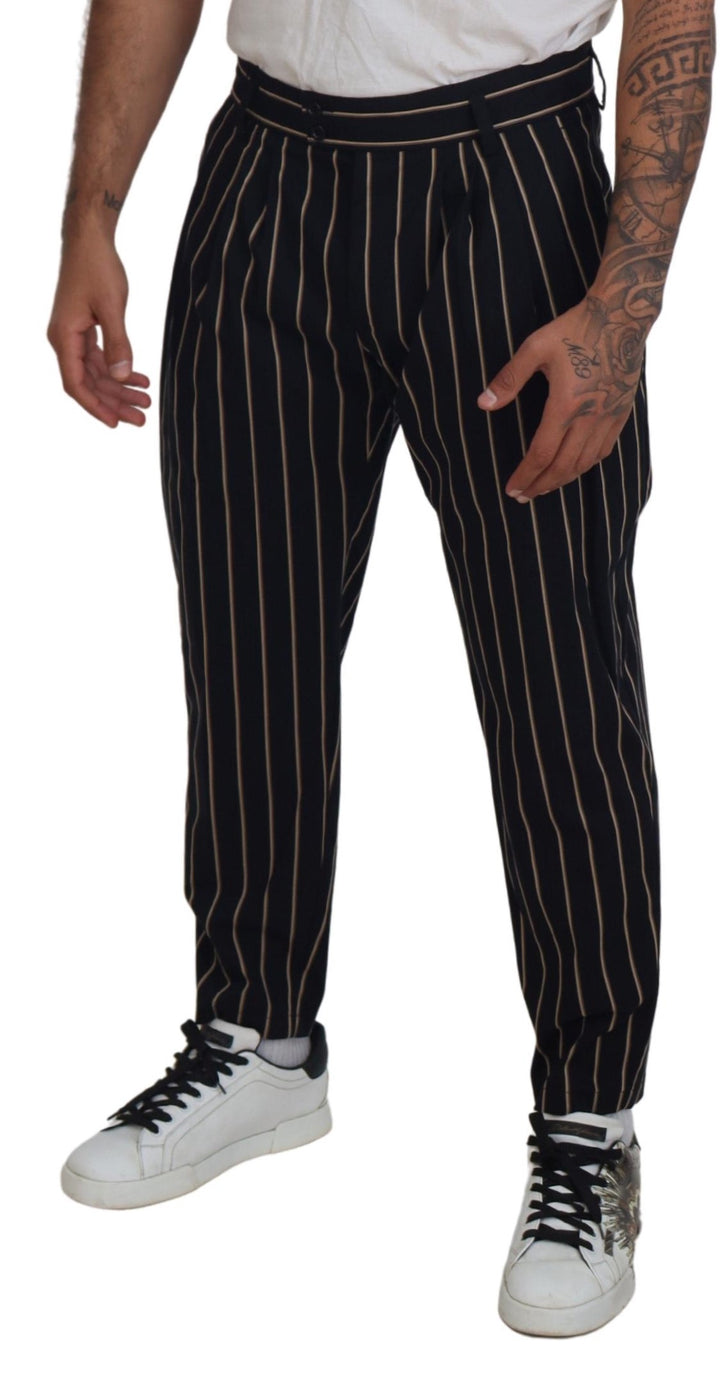 Dolce &amp; Gabbana Sample Sale Dolce &amp; Gabbana Black Beige Striped Cotton Stretch Pants - | Designer outlet