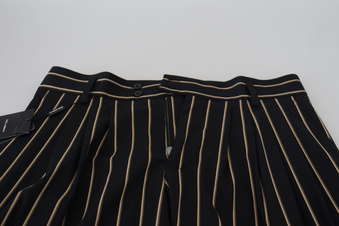 Dolce &amp; Gabbana Sample Sale Dolce &amp; Gabbana Black Beige Striped Cotton Stretch Pants - | Designer outlet