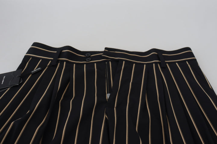 Dolce &amp; Gabbana Sample Sale Dolce &amp; Gabbana Black Beige Striped Cotton Stretch Pants - | Designer outlet