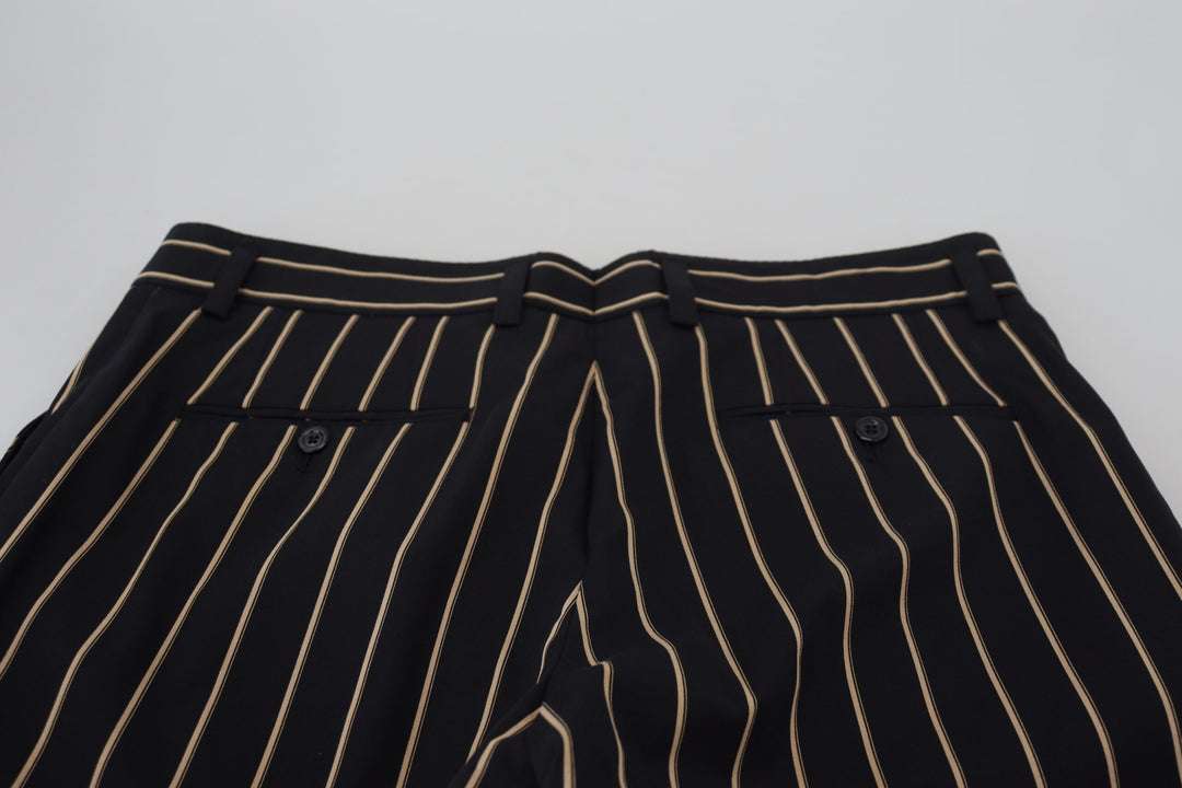 Dolce &amp; Gabbana Sample Sale Dolce &amp; Gabbana Black Beige Striped Cotton Stretch Pants - | Designer outlet