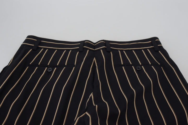Dolce &amp; Gabbana Sample Sale Dolce &amp; Gabbana Black Beige Striped Cotton Stretch Pants - | Designer outlet