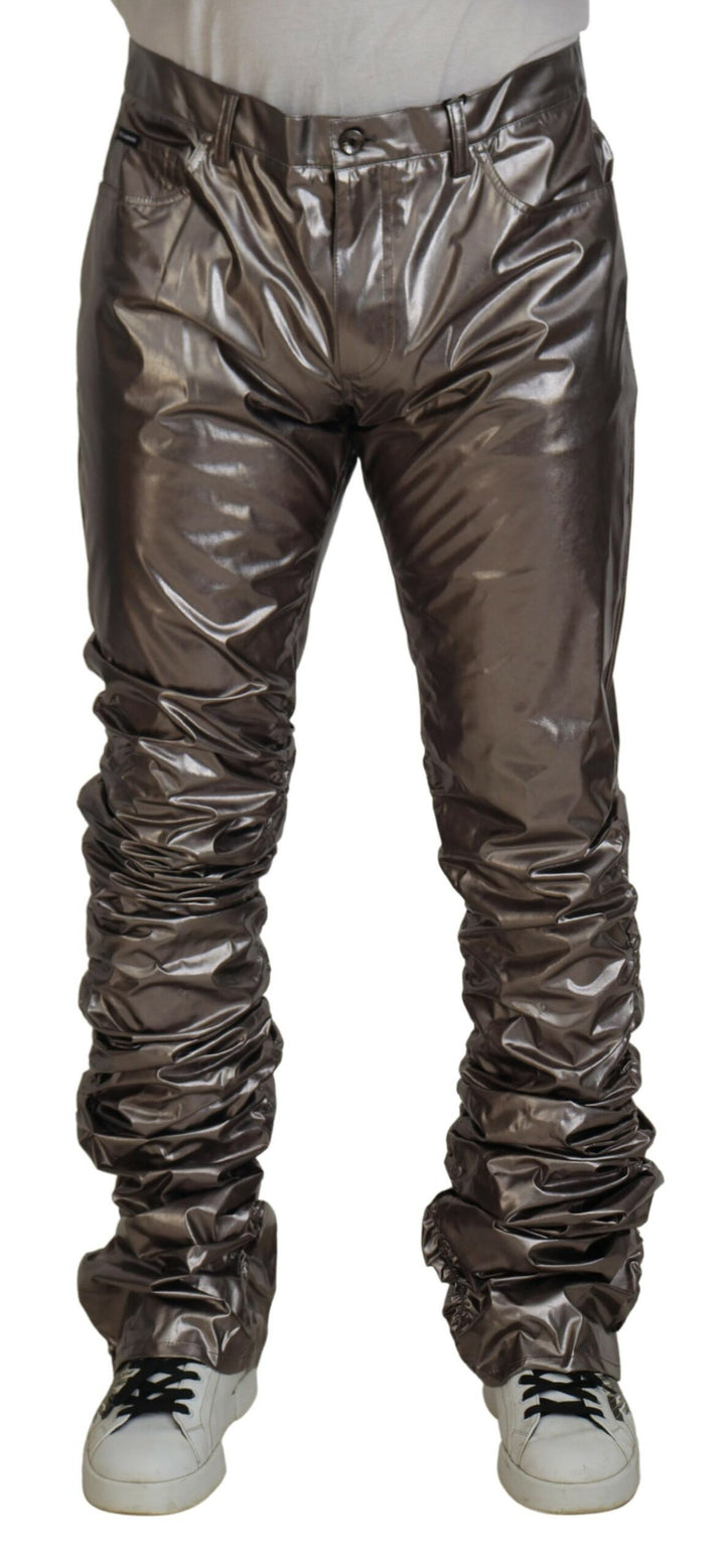 Dolce &amp; Gabbana Sample Sale Dolce &amp; Gabbana Silver Metallic Nylon Stretch Pants - | Designer outlet