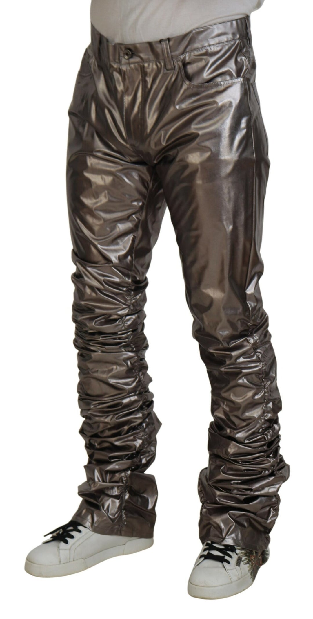Dolce &amp; Gabbana Sample Sale Dolce &amp; Gabbana Silver Metallic Nylon Stretch Pants - | Designer outlet