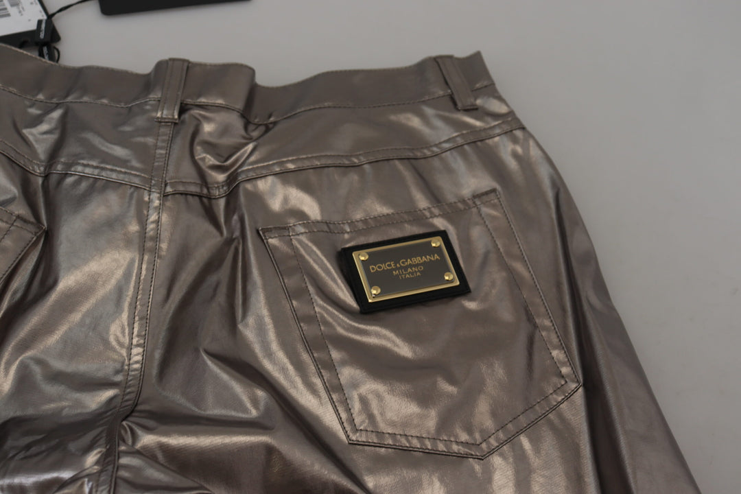 Dolce &amp; Gabbana Sample Sale Dolce &amp; Gabbana Silver Metallic Nylon Stretch Pants - | Designer outlet