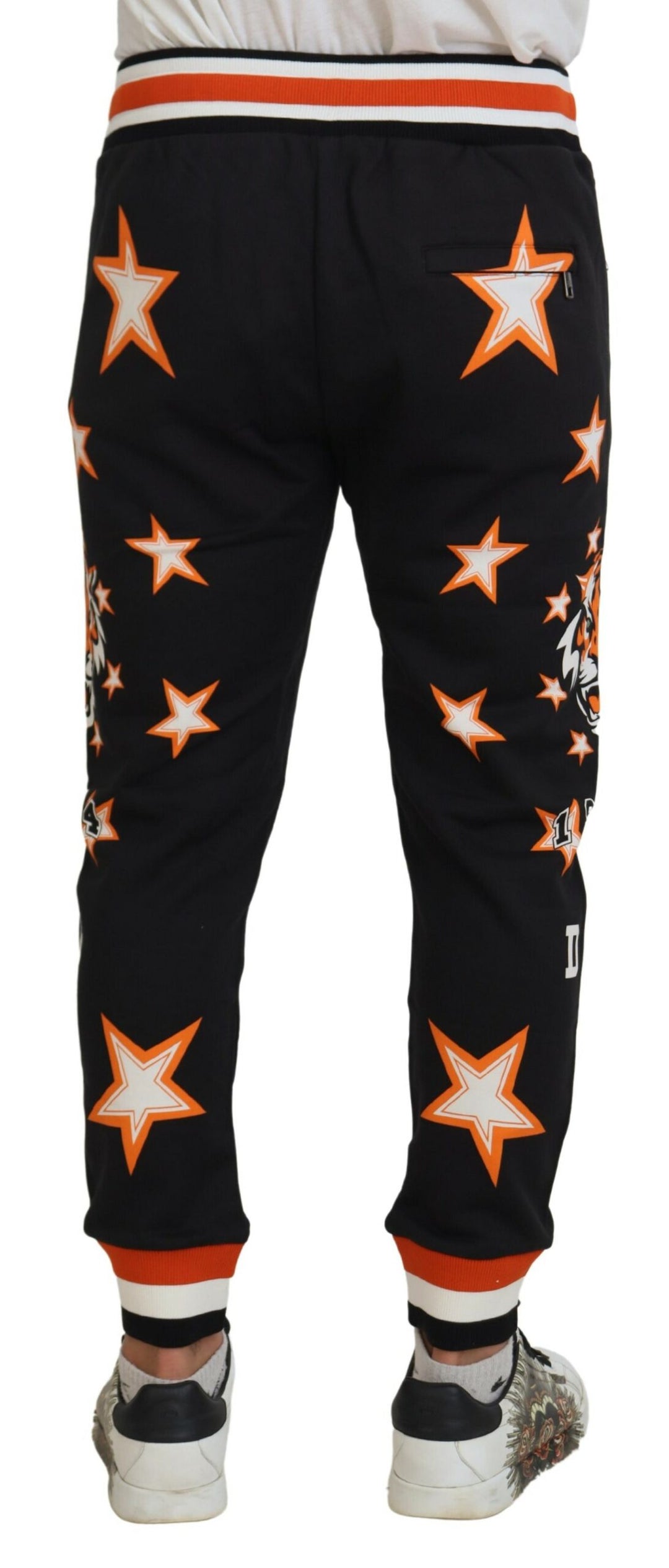 Dolce &amp; Gabbana Sample Sale Dolce &amp; Gabbana Black Orange Star Trousers Sport Pants - | Designer outlet