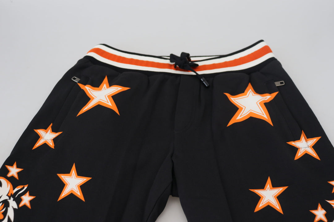 Dolce &amp; Gabbana Sample Sale Dolce &amp; Gabbana Black Orange Star Trousers Sport Pants - | Designer outlet