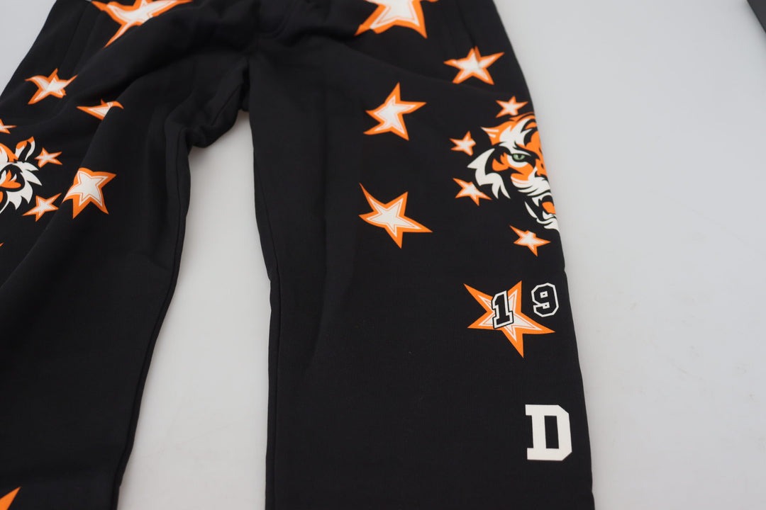 Dolce &amp; Gabbana Sample Sale Dolce &amp; Gabbana Black Orange Star Trousers Sport Pants - | Designer outlet