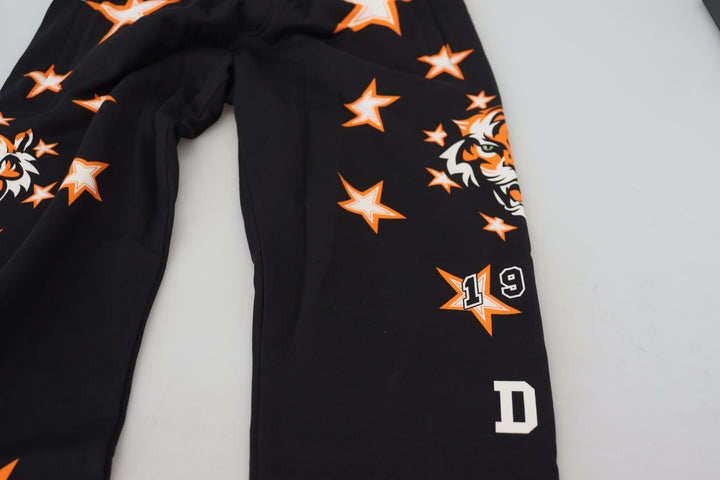 Dolce &amp; Gabbana Sample Sale Dolce &amp; Gabbana Black Orange Star Trousers Sport Pants - | Designer outlet