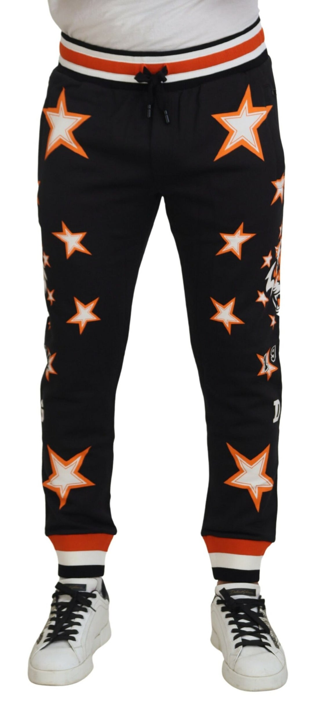Dolce &amp; Gabbana Sample Sale Dolce &amp; Gabbana Black Orange Star Trousers Sport Pants - | Designer outlet