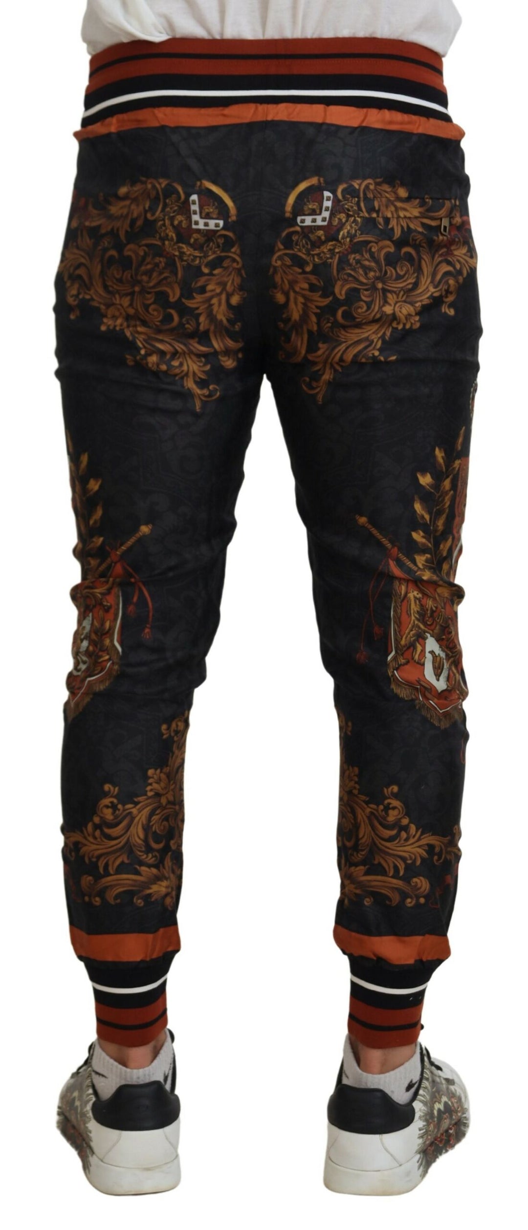 Dolce &amp; Gabbana Sample Sale Dolce &amp; Gabbana Gray Silk Baroque Crown Trousers Sport Pants - | Designer outlet