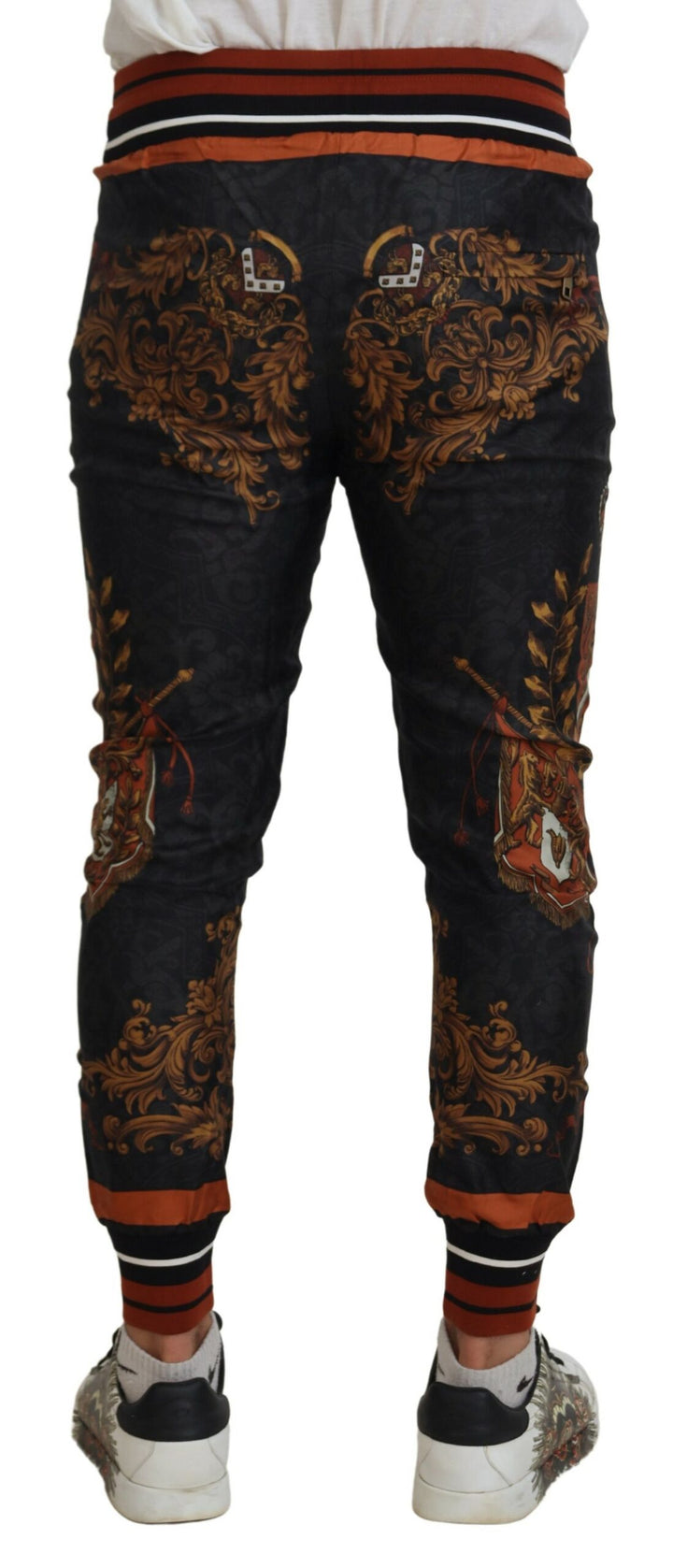 Dolce &amp; Gabbana Sample Sale Dolce &amp; Gabbana Gray Silk Baroque Crown Trousers Sport Pants - | Designer outlet