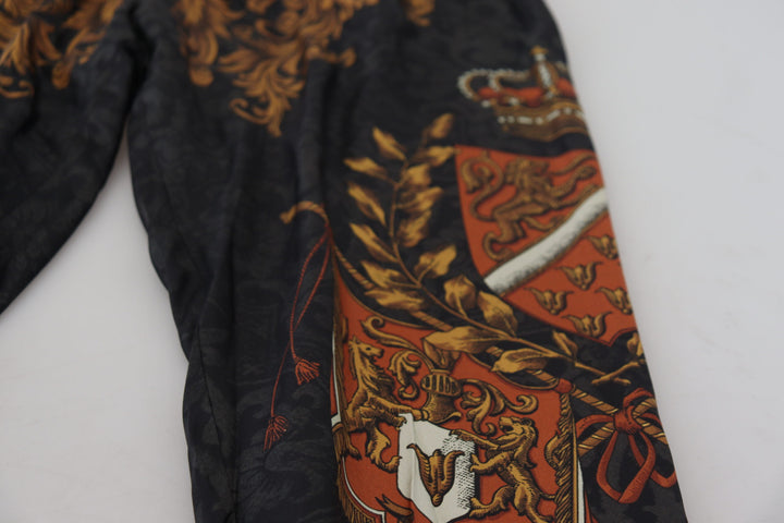 Dolce &amp; Gabbana Sample Sale Dolce &amp; Gabbana Gray Silk Baroque Crown Trousers Sport Pants - | Designer outlet