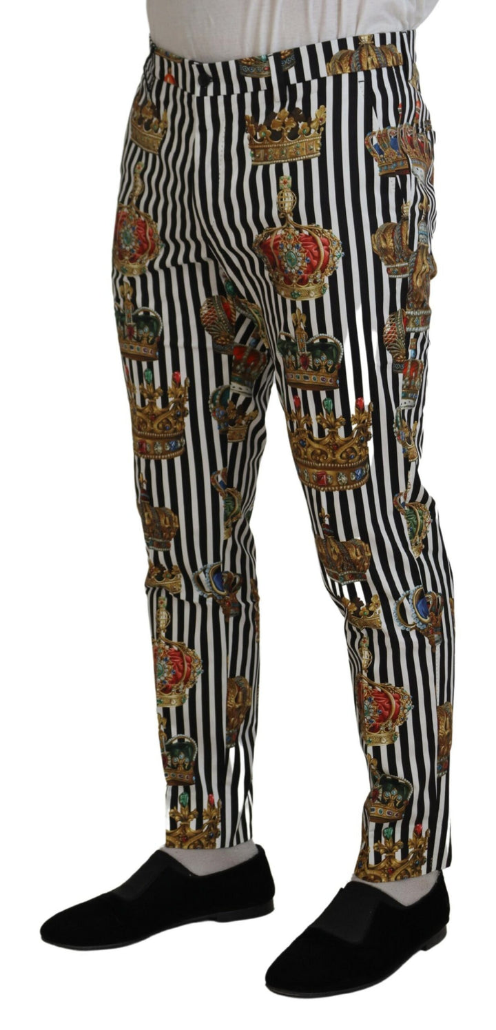 Dolce &amp; Gabbana Sample Sale Dolce &amp; Gabbana White Cotton Stretch Crown Trouser Pants - | Designer outlet