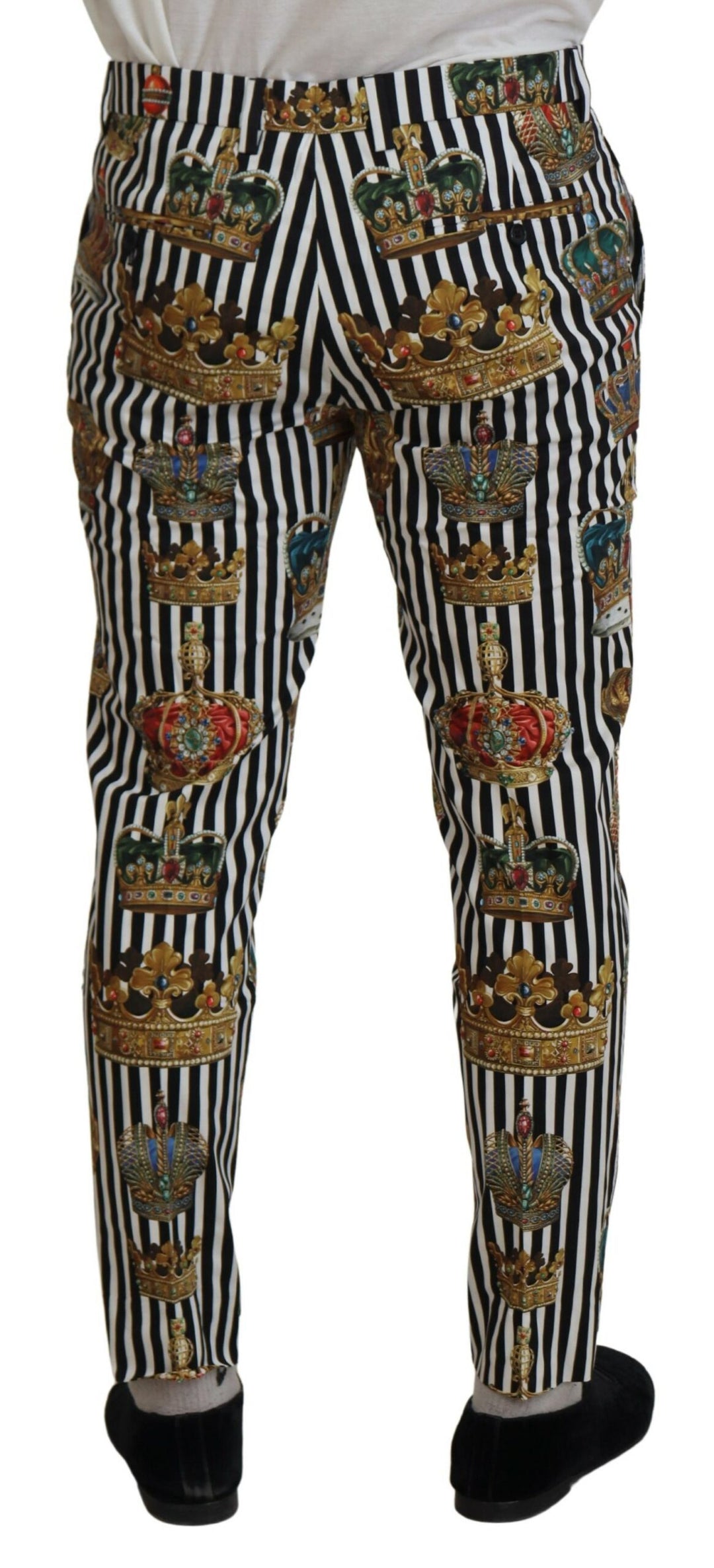 Dolce &amp; Gabbana Sample Sale Dolce &amp; Gabbana White Cotton Stretch Crown Trouser Pants - | Designer outlet