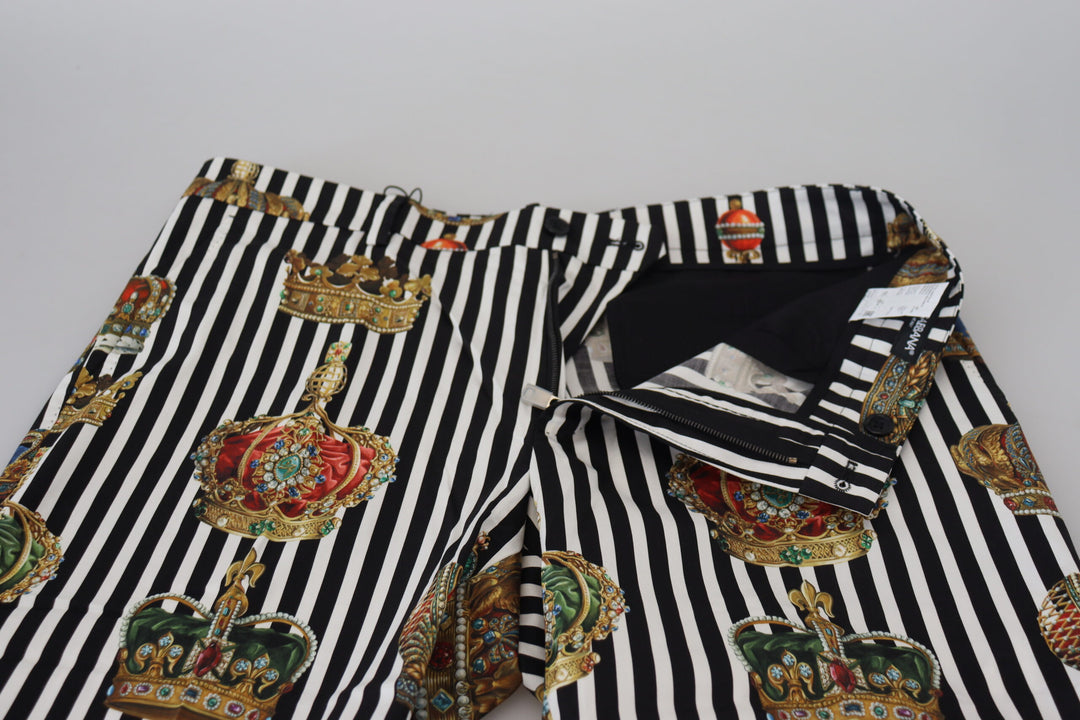 Dolce &amp; Gabbana Sample Sale Dolce &amp; Gabbana White Cotton Stretch Crown Trouser Pants - | Designer outlet