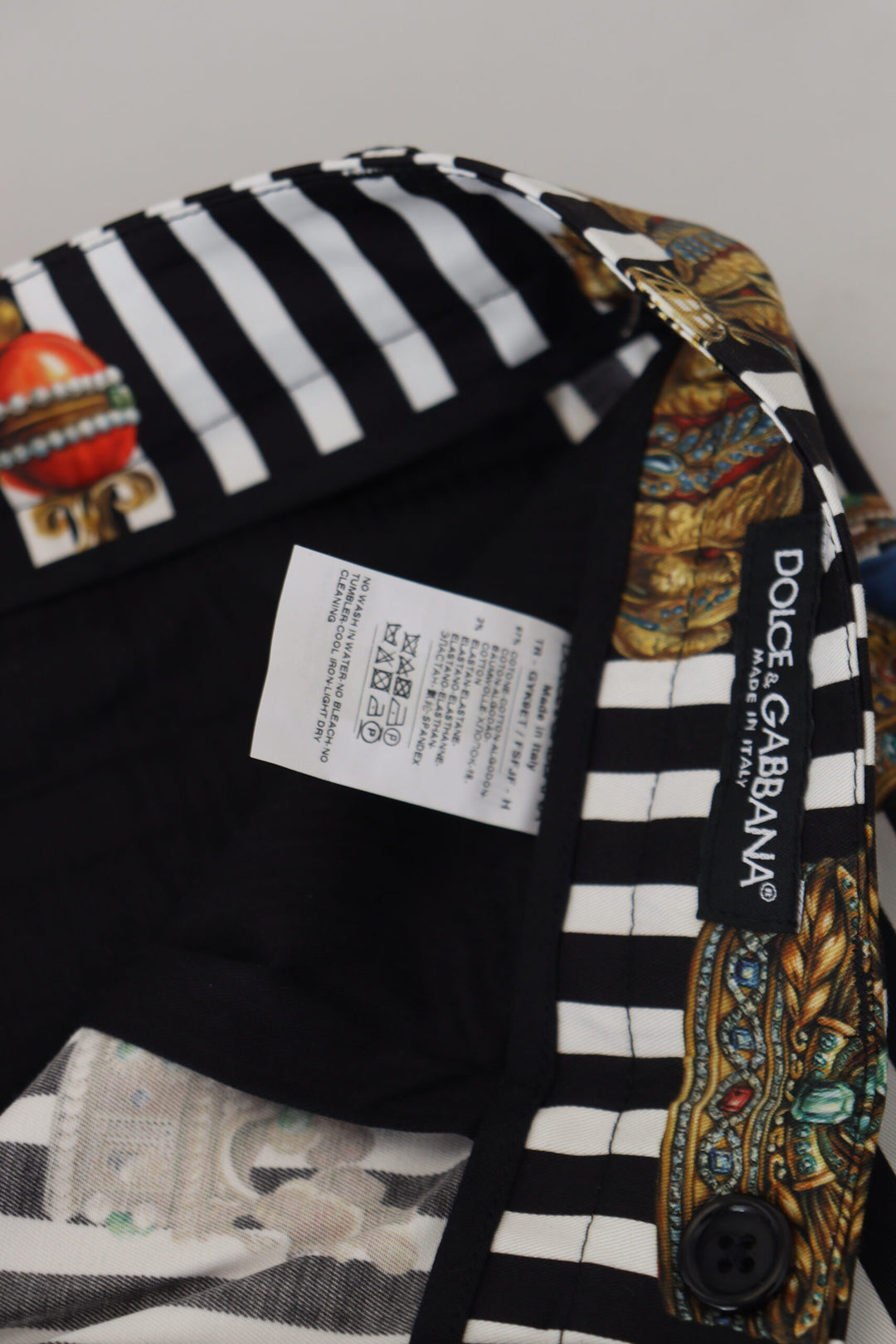 Dolce &amp; Gabbana Sample Sale Dolce &amp; Gabbana White Cotton Stretch Crown Trouser Pants - | Designer outlet