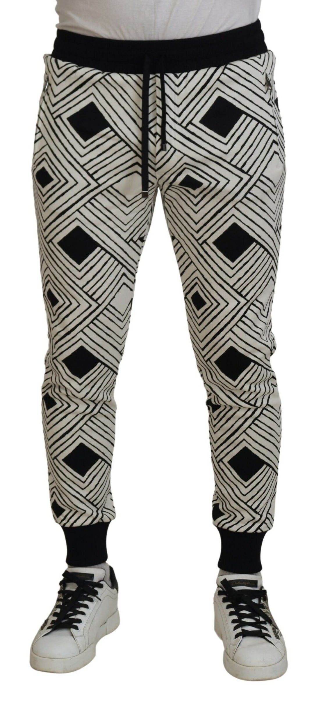 Dolce &amp; Gabbana Sample Sale Dolce &amp; Gabbana Black White Cotton Trousers Sport Pants - | Designer outlet