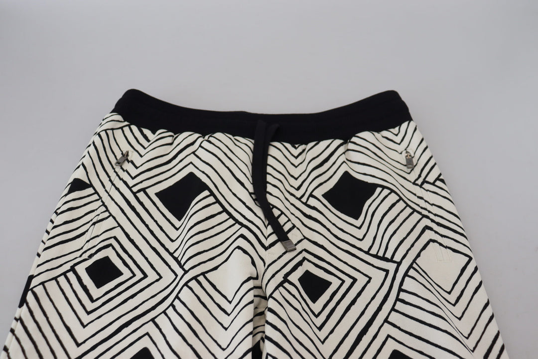 Dolce &amp; Gabbana Sample Sale Dolce &amp; Gabbana Black White Cotton Trousers Sport Pants - | Designer outlet