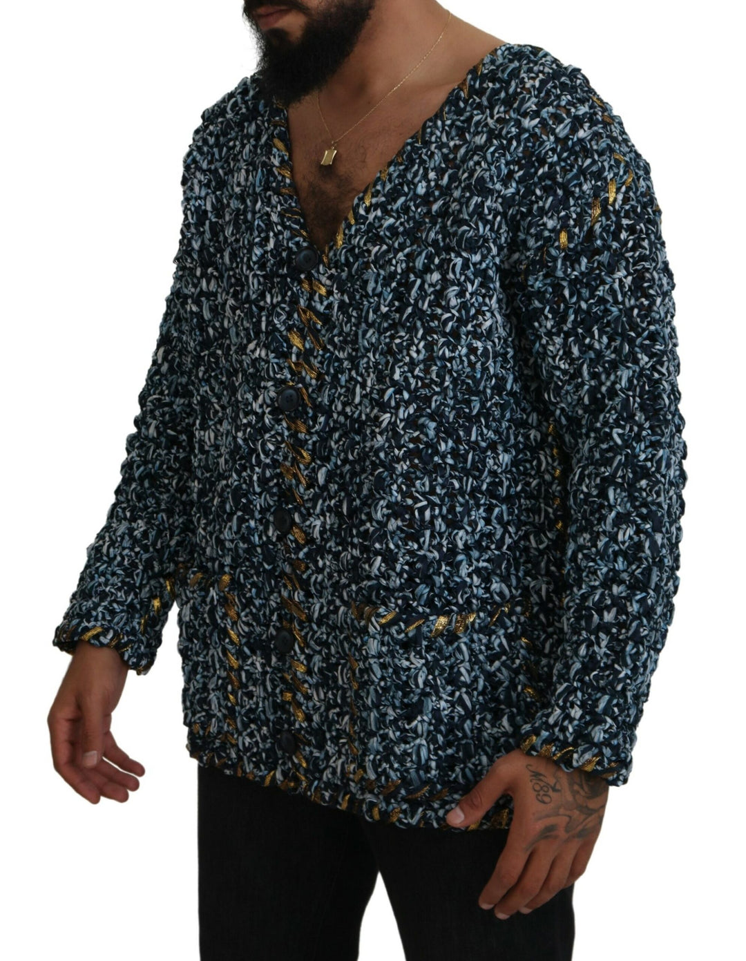 Dolce & Gabbana Blue Button Cardigan Fatto A Mano Sweater by Dolce & Gabbana outlet now on sale