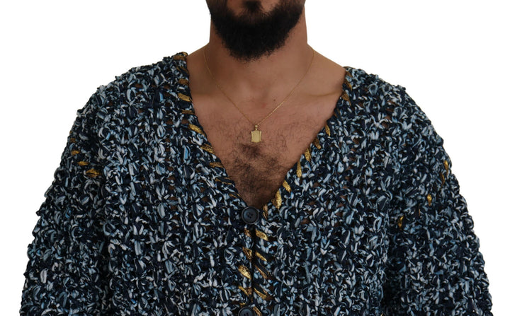 Dolce & Gabbana Blue Button Cardigan Fatto A Mano Sweater by Dolce & Gabbana outlet now on sale