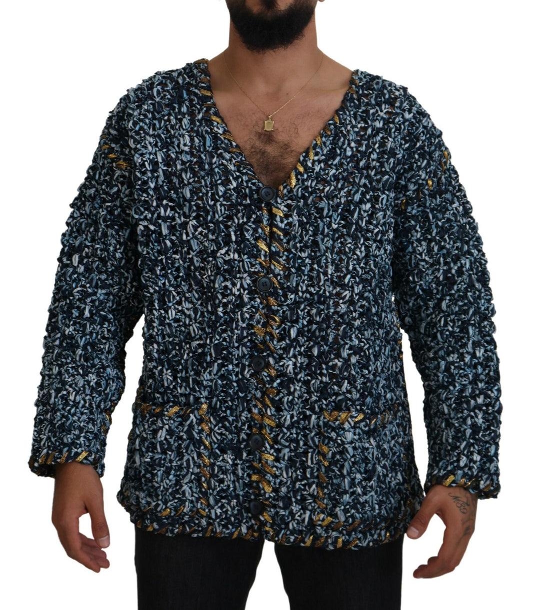 Dolce & Gabbana Blue Button Cardigan Fatto A Mano Sweater by Dolce & Gabbana outlet now on sale