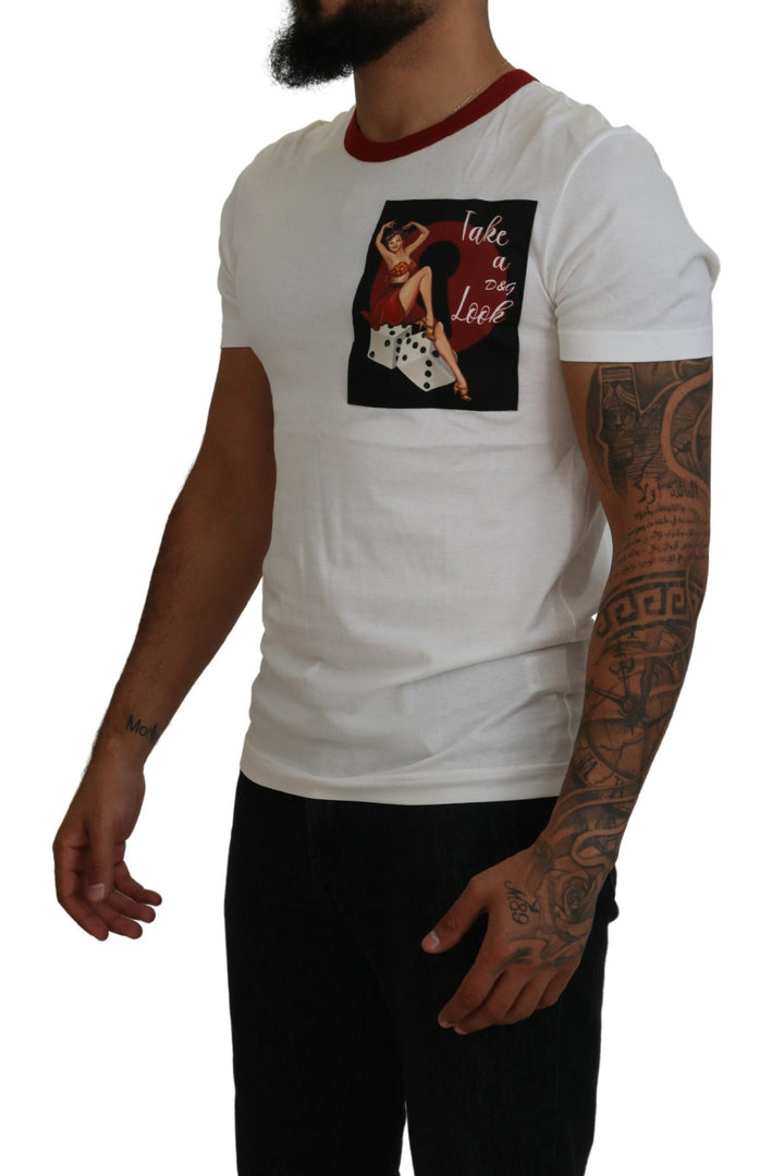 Dolce &amp; Gabbana Cotton White Logo Print Crewneck T-shirt by Dolce &amp; Gabbana outlet now on sale