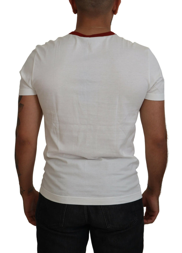 Dolce &amp; Gabbana Cotton White Logo Print Crewneck T-shirt by Dolce &amp; Gabbana outlet now on sale