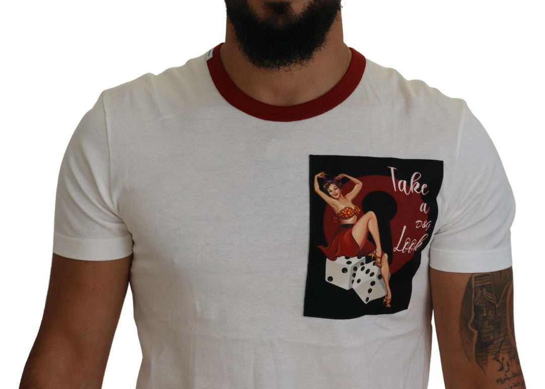 Dolce &amp; Gabbana Cotton White Logo Print Crewneck T-shirt by Dolce &amp; Gabbana outlet now on sale