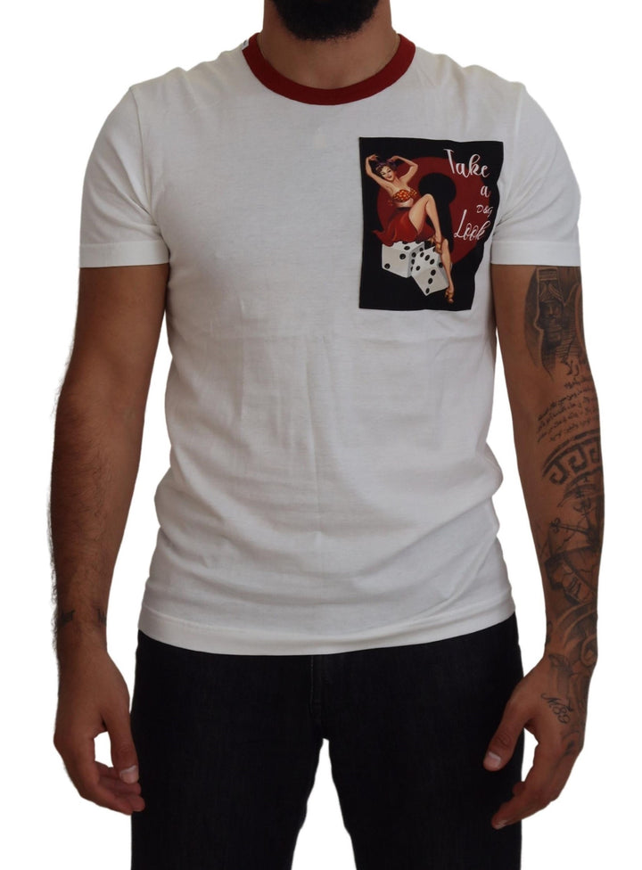 Dolce &amp; Gabbana Cotton White Logo Print Crewneck T-shirt by Dolce &amp; Gabbana outlet now on sale