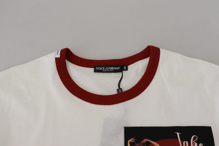 Dolce &amp; Gabbana Cotton White Logo Print Crewneck T-shirt by Dolce &amp; Gabbana outlet now on sale