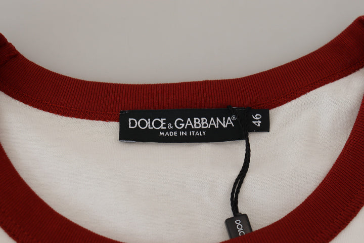 Dolce &amp; Gabbana Cotton White Logo Print Crewneck T-shirt by Dolce &amp; Gabbana outlet now on sale