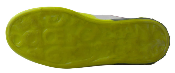 Dolce &amp; Gabbana White Yellow Portofino Leather Sneakers Shoes by Dolce &amp; Gabbana outlet now on sale