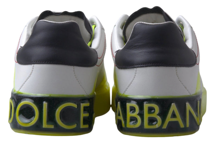 Dolce &amp; Gabbana White Yellow Portofino Leather Sneakers Shoes by Dolce &amp; Gabbana outlet now on sale