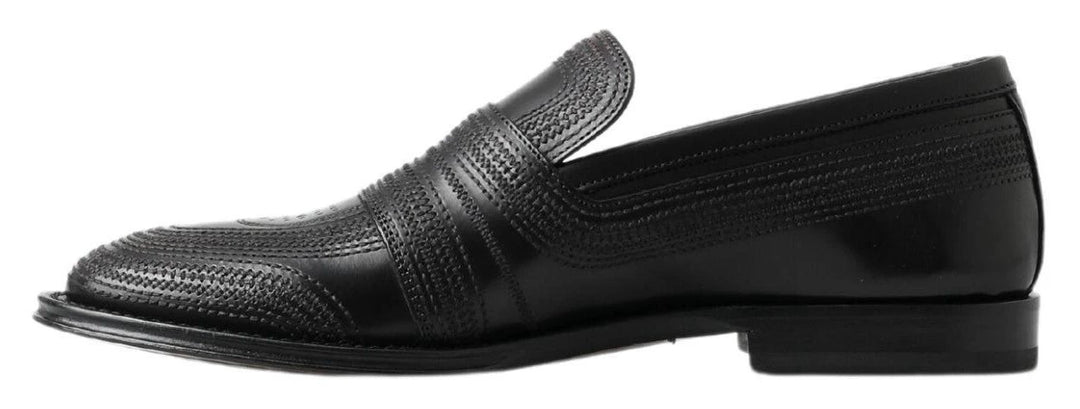 Dolce &amp; Gabbana Sample Sale Dolce &amp; Gabbana Black Leather Slipper Loafers Stitched Shoes - | Designer outlet