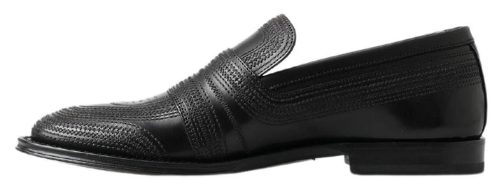 Dolce &amp; Gabbana Sample Sale Dolce &amp; Gabbana Black Leather Slipper Loafers Stitched Shoes - | Designer outlet