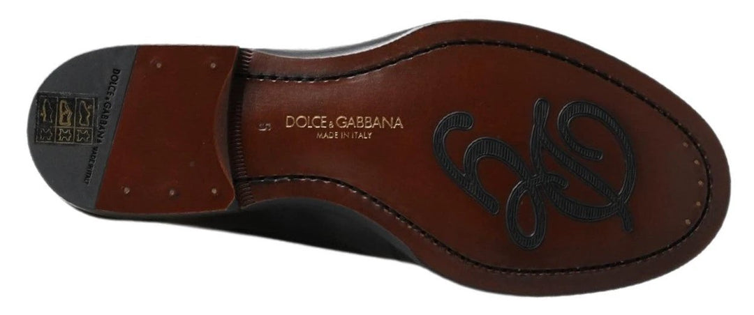 Dolce &amp; Gabbana Sample Sale Dolce &amp; Gabbana Black Leather Slipper Loafers Stitched Shoes - | Designer outlet