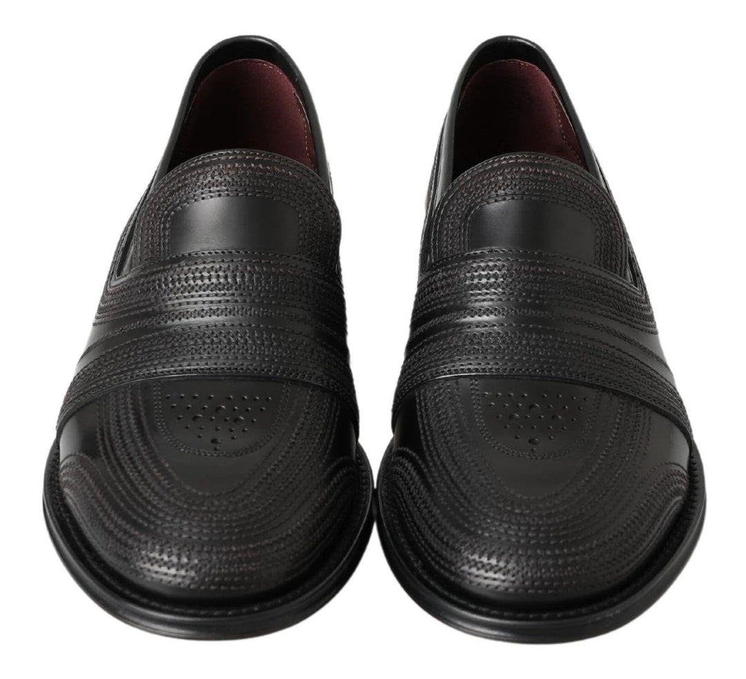 Dolce &amp; Gabbana Sample Sale Dolce &amp; Gabbana Black Leather Slipper Loafers Stitched Shoes - | Designer outlet