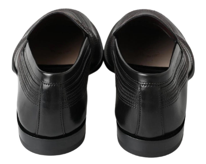 Dolce &amp; Gabbana Black Leather Slipper Loafers Stitched Shoes by Dolce &amp; Gabbana outlet now on sale