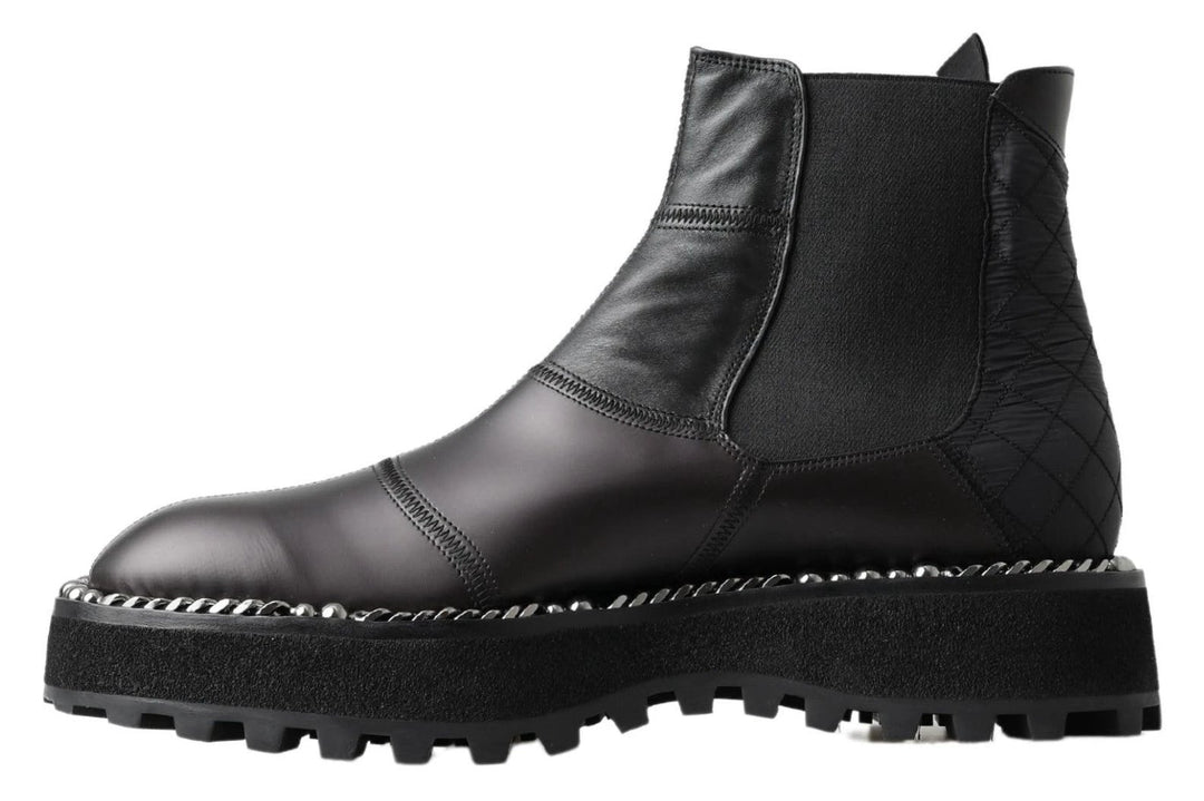 Dolce &amp; Gabbana Sample Sale Dolce &amp; Gabbana Black Leather Slip on Stretch Boots - | Designer outlet