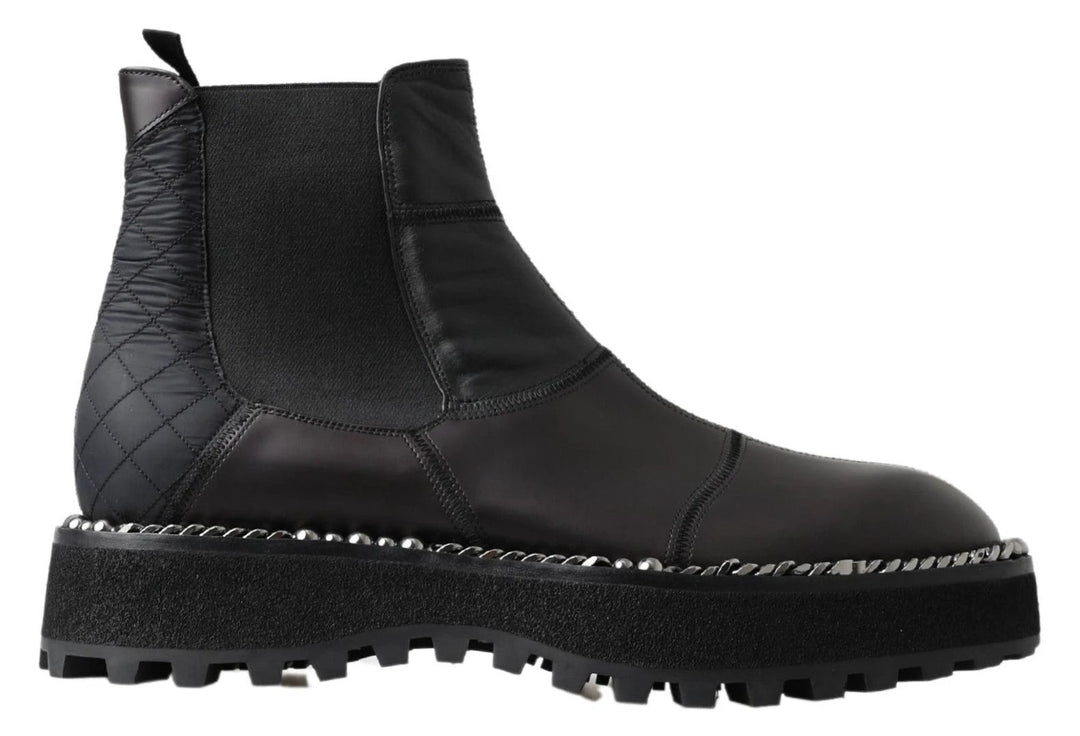 Dolce &amp; Gabbana Sample Sale Dolce &amp; Gabbana Black Leather Slip on Stretch Boots - | Designer outlet