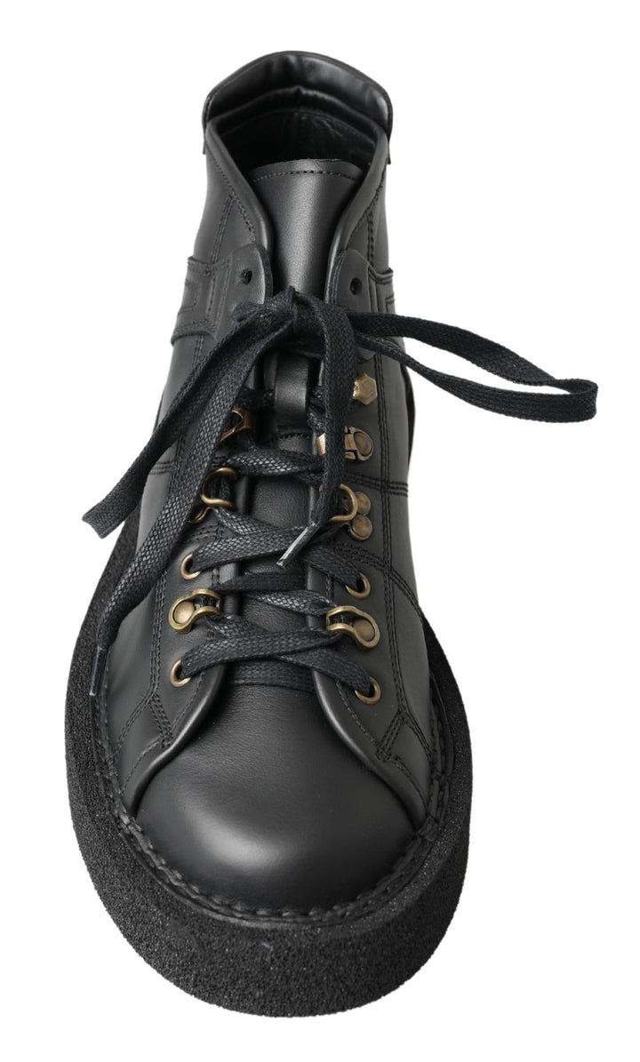 Dolce &amp; Gabbana Sample Sale Dolce &amp; Gabbana Black Leather Slip on Stretch Boots - | Designer outlet