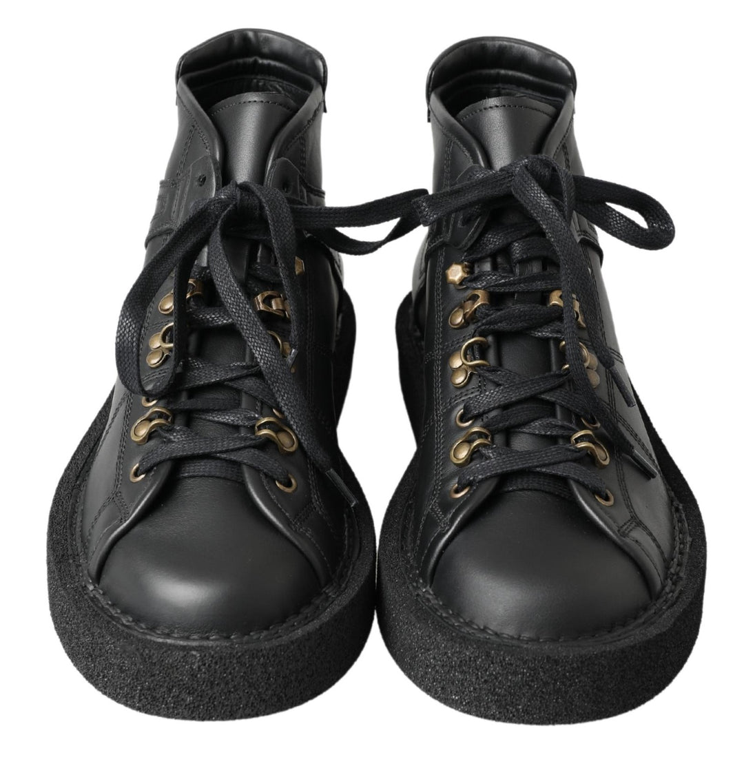 Dolce &amp; Gabbana Sample Sale Dolce &amp; Gabbana Black Leather Slip on Stretch Boots - | Designer outlet