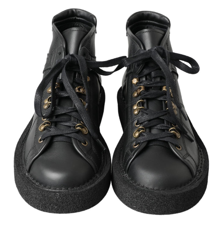 Dolce &amp; Gabbana Sample Sale Dolce &amp; Gabbana Black Leather Slip on Stretch Boots - | Designer outlet
