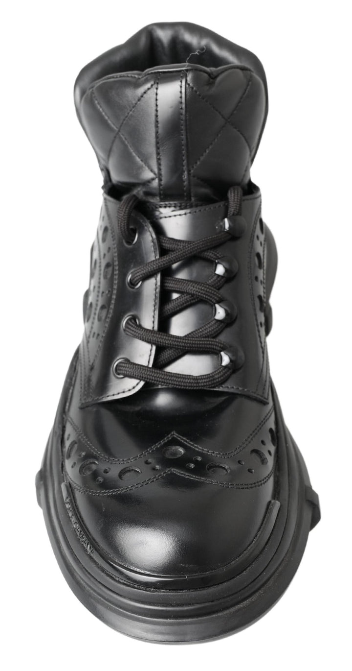 Dolce &amp; Gabbana Sample Sale Dolce &amp; Gabbana Black Leather Ankle Casual Boots - | Designer outlet