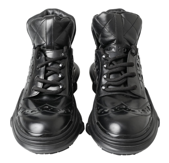 Dolce &amp; Gabbana Sample Sale Dolce &amp; Gabbana Black Leather Ankle Casual Boots - | Designer outlet