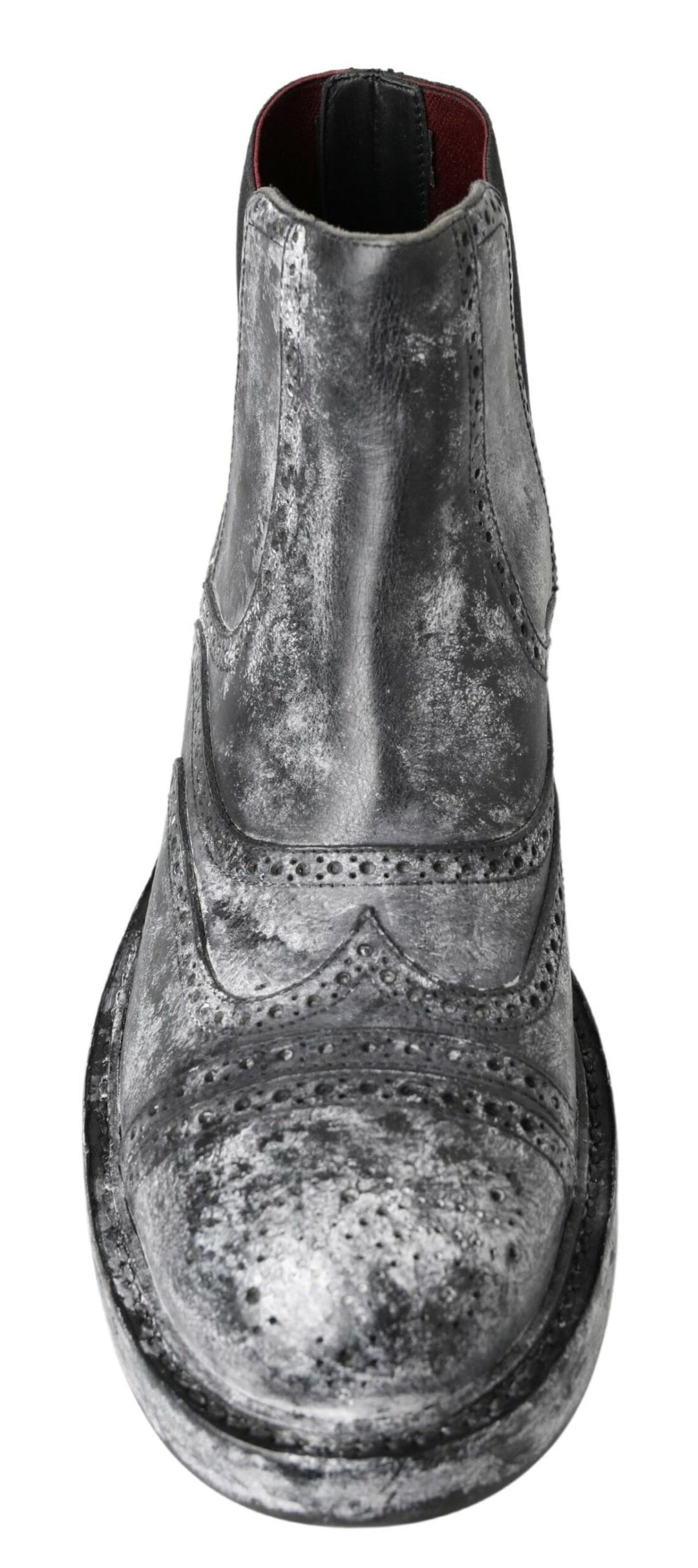 Dolce &amp; Gabbana Sample Sale Dolce &amp; Gabbana Black Gray Leather Ankle Boots - | Designer outlet
