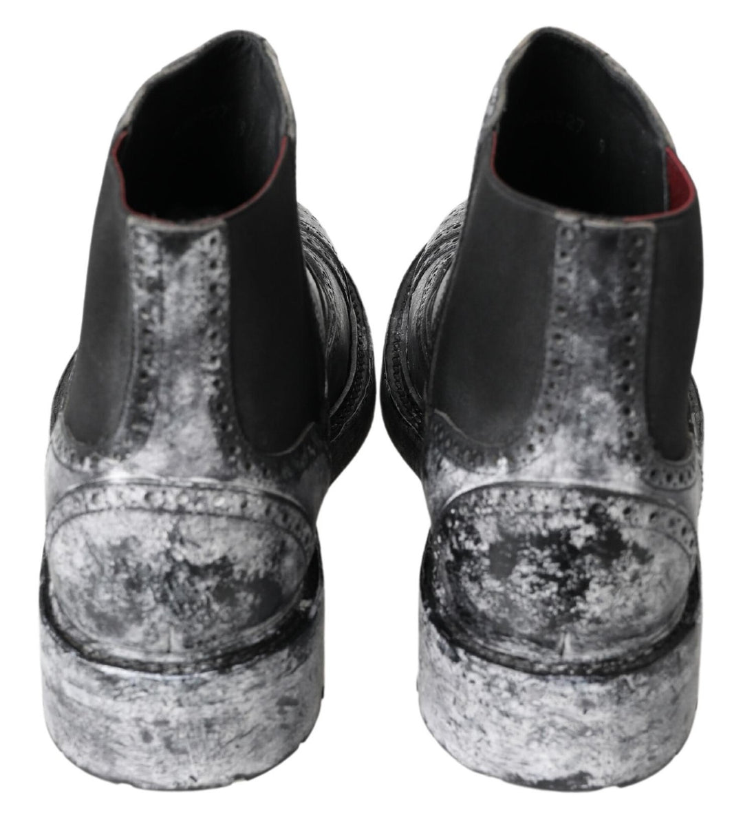 Dolce &amp; Gabbana Sample Sale Dolce &amp; Gabbana Black Gray Leather Ankle Boots - | Designer outlet