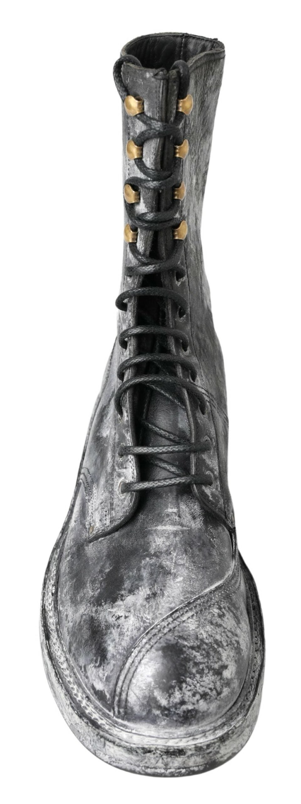 Dolce &amp; Gabbana Sample Sale Dolce &amp; Gabbana Black Gray Leather Mid Calf Boots Shoes - | Designer outlet